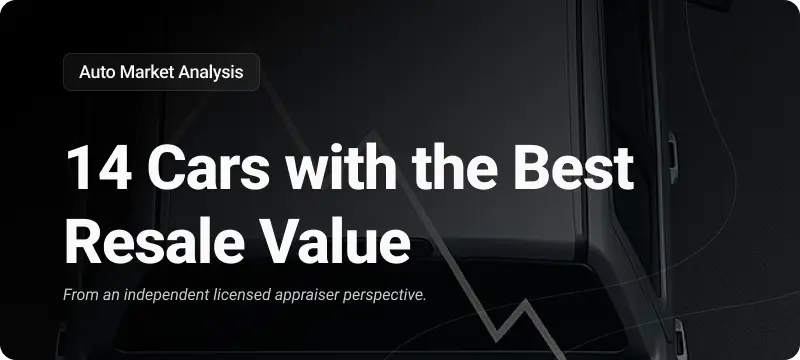 A top-down view of a vehicle with a rising value trend line, illustrating the top cars with the best resale value and how resale strength impacts diminished value claims in North Carolina.